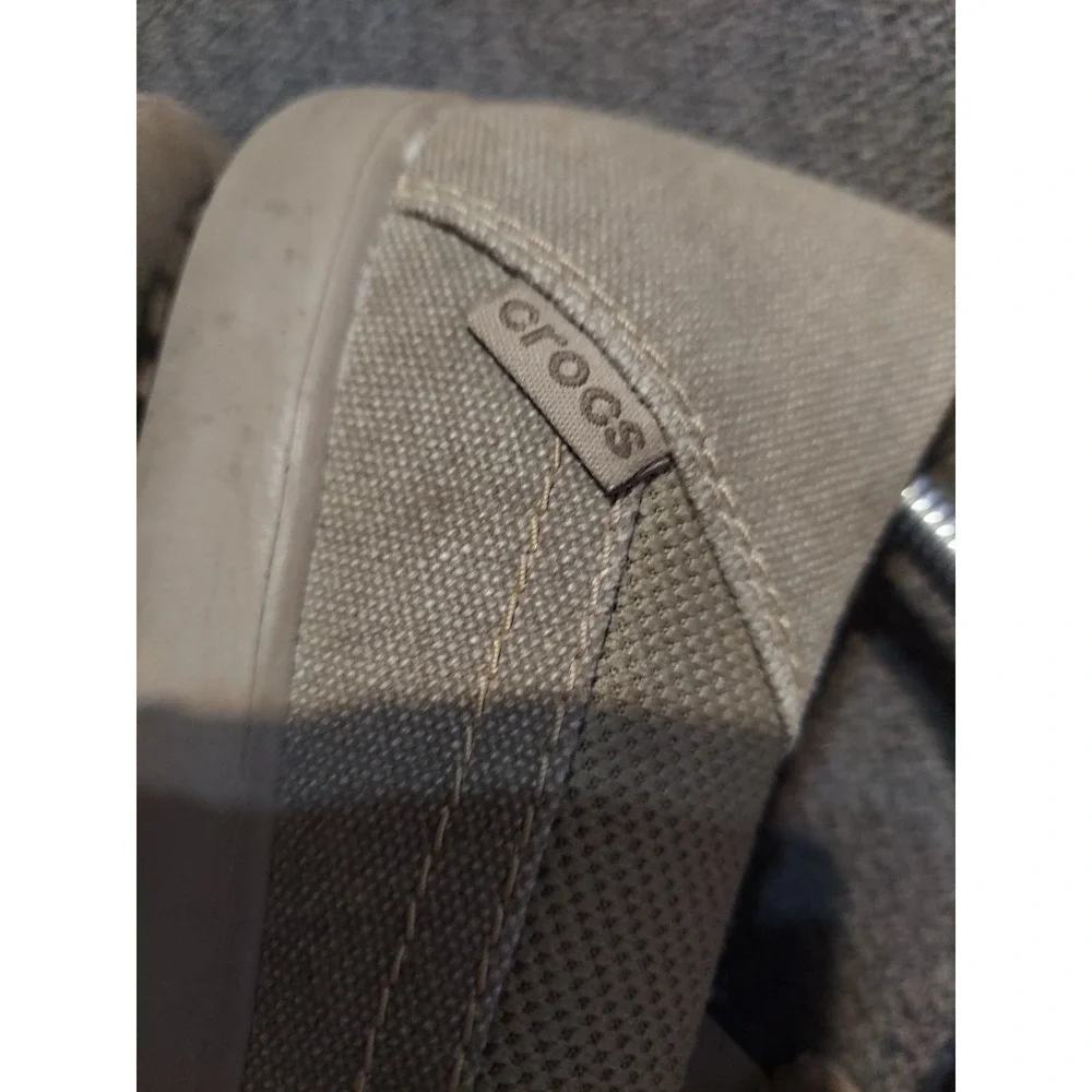 Crocs Mens Slip-on Triple Comfort Shoes  Tan Khaki Canvas Size M 12 Shoes Dress